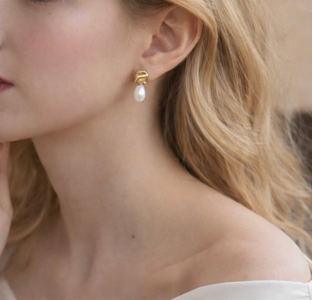 Asymmetrical Pearl Drop Earrings