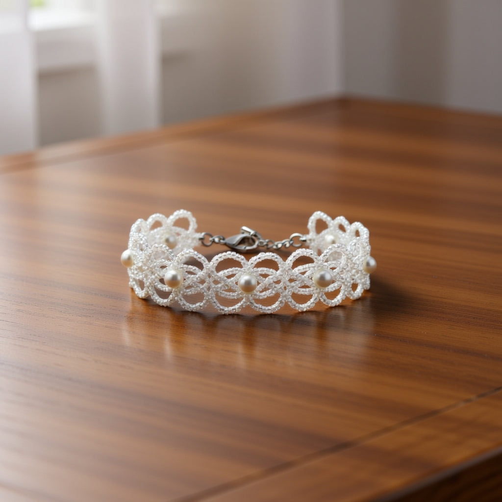 Pearl Lace Bracelet - Elegant Handcrafted Statement