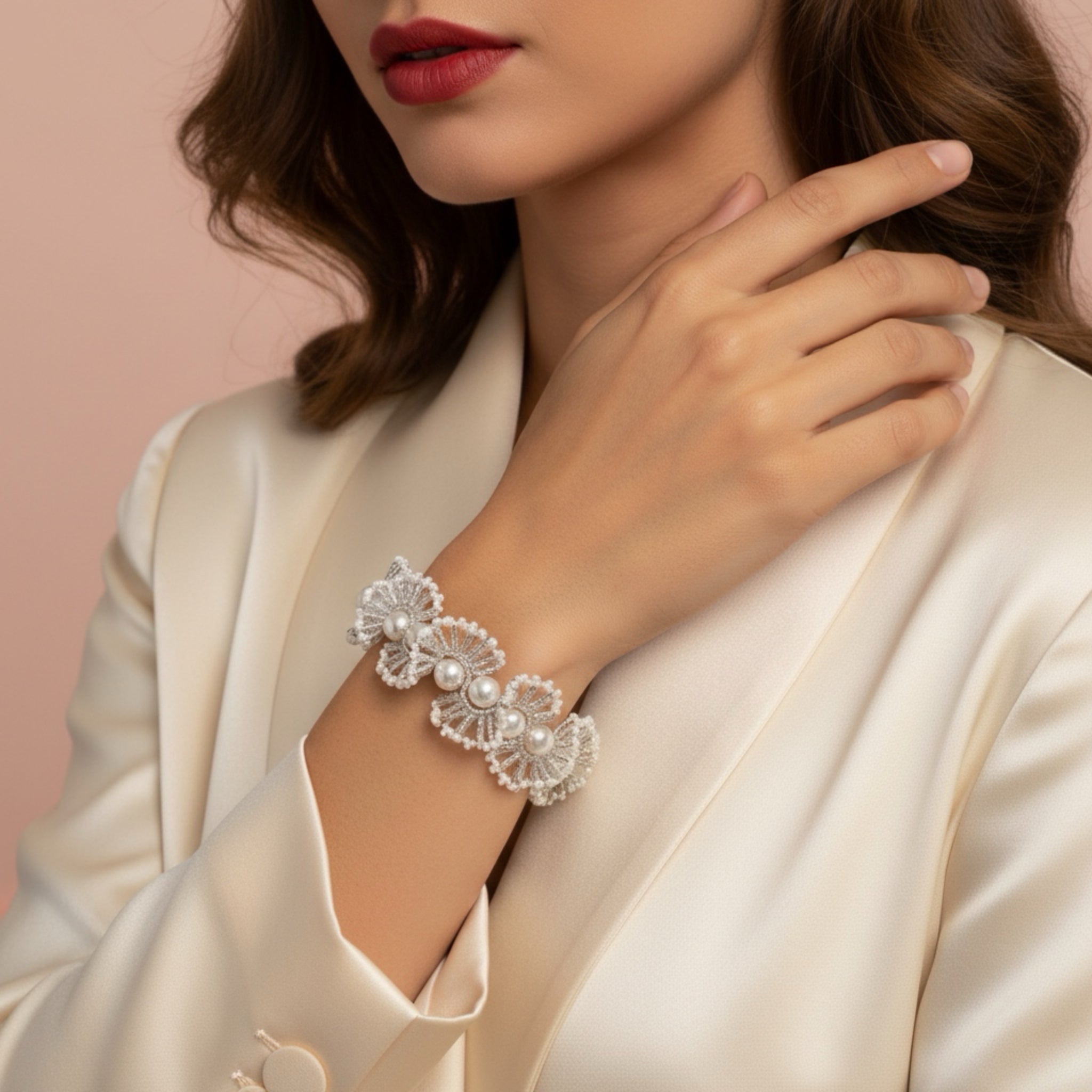 Celeste Lace Pearl Bracelet