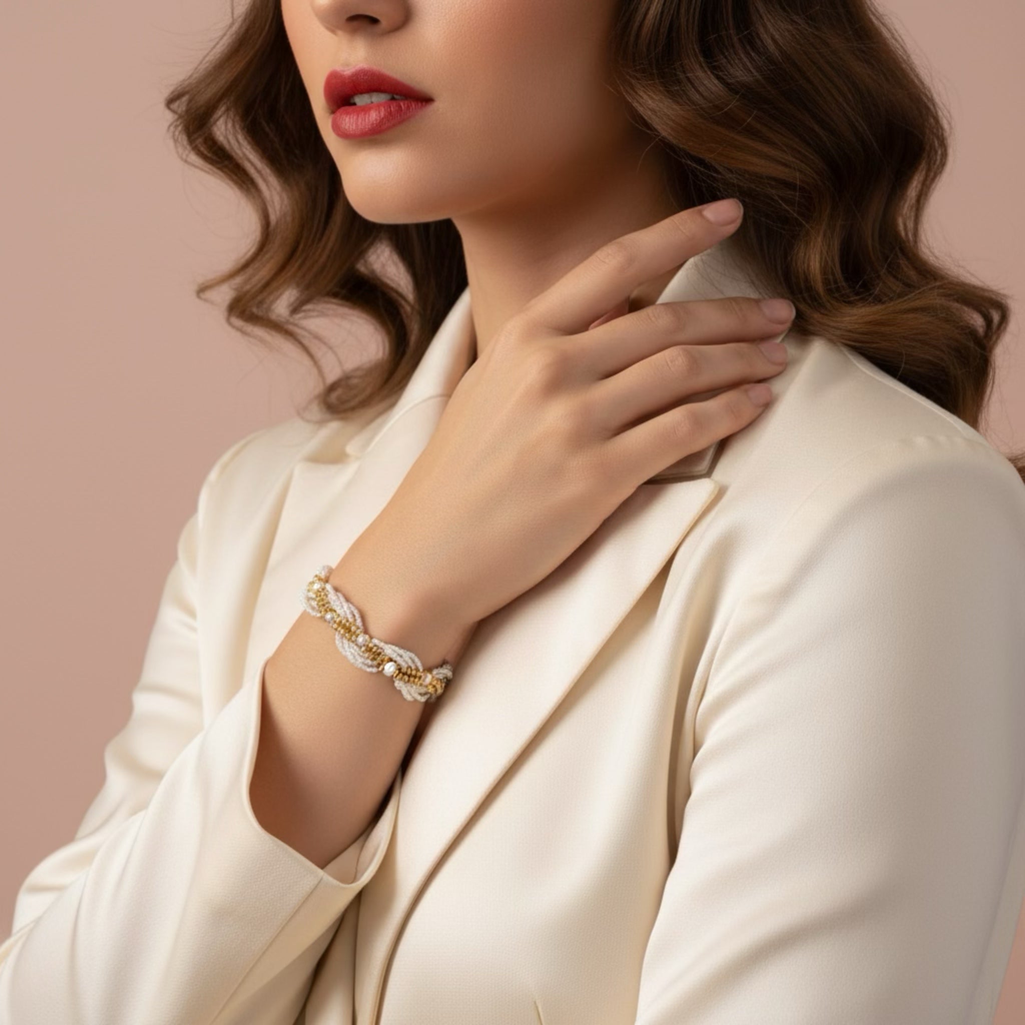 Aurelia Pearl Weave Bracelet