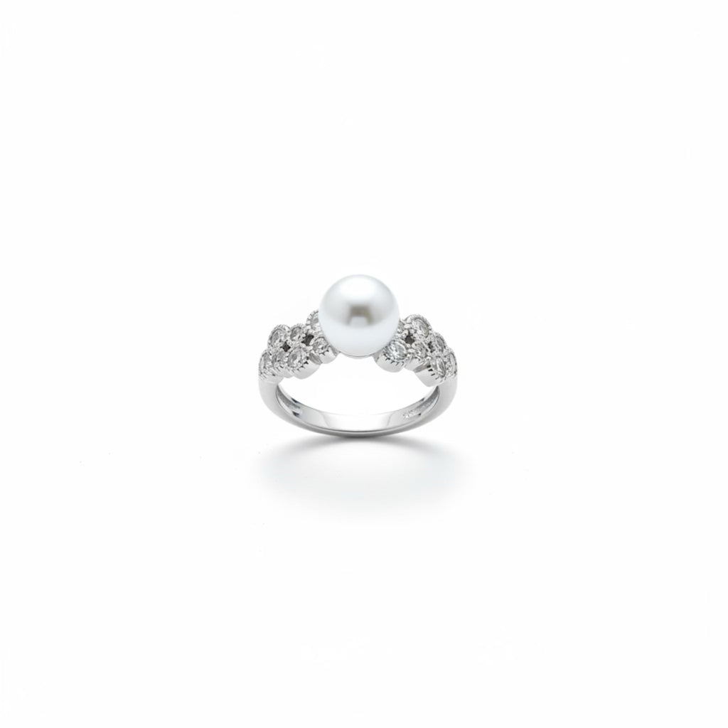 S925 Sterling Silver Swarovski Pearl Ring – Vintage Elegant Statement Ring