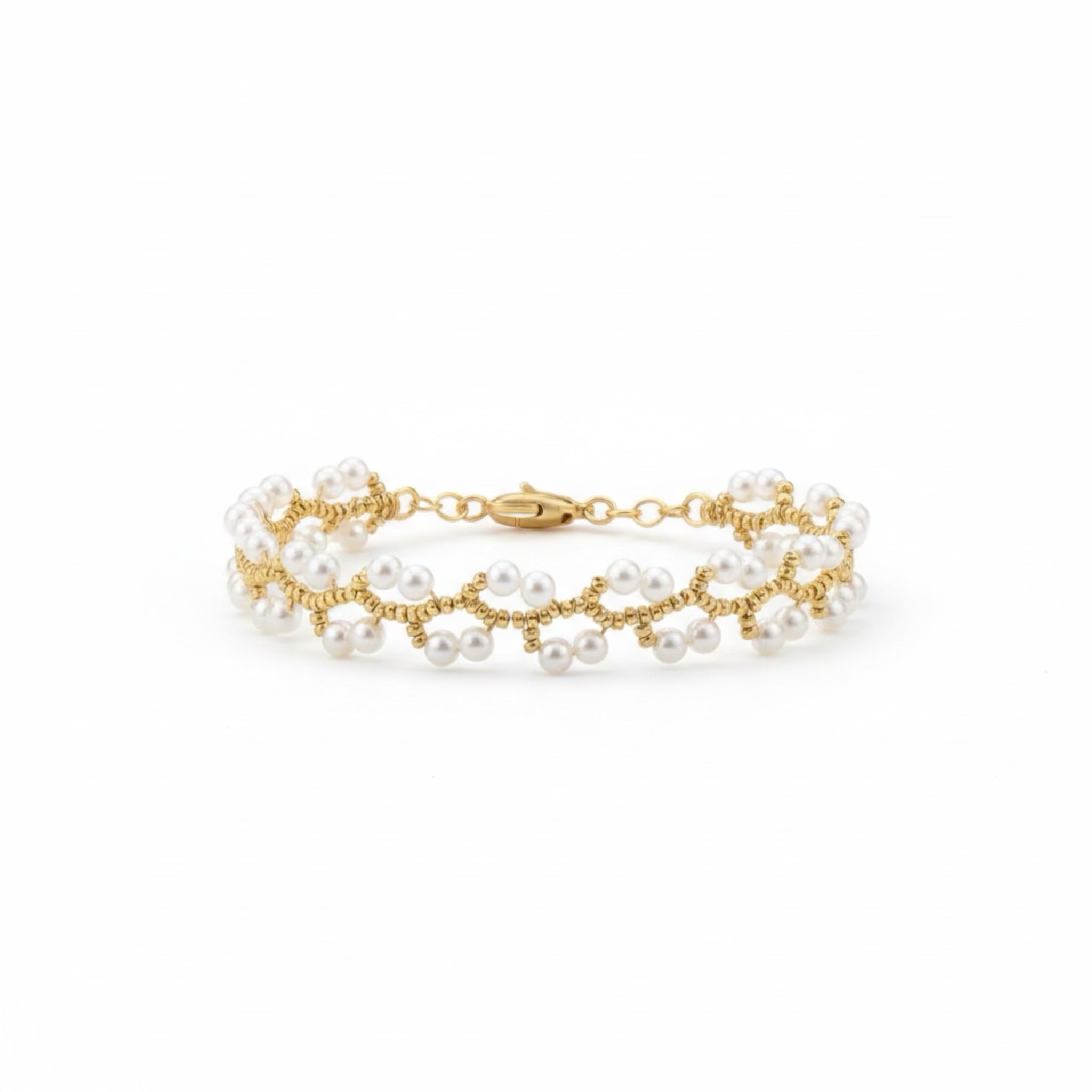 Elyuna Pearl Weave Bracelet - Gold