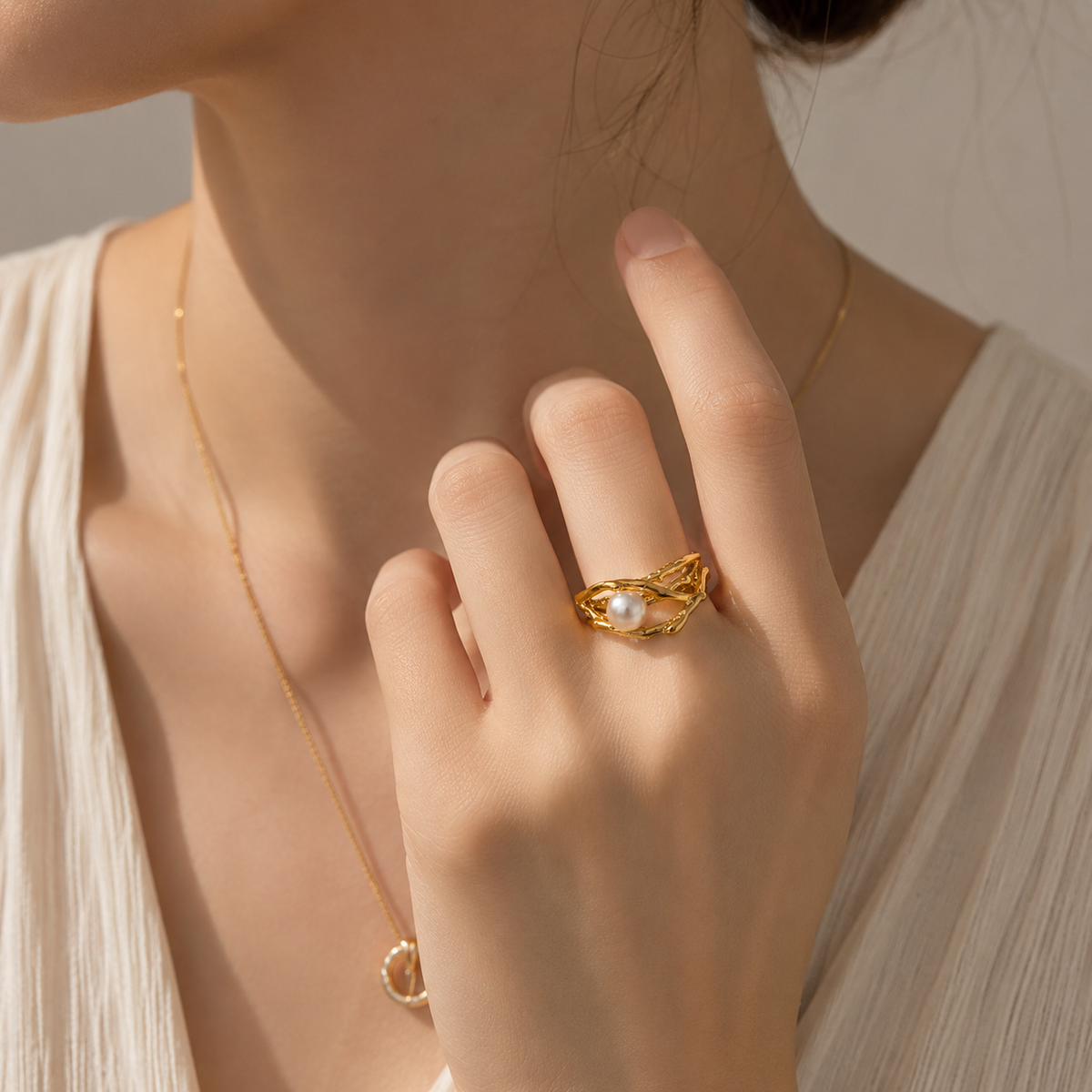 Aurora Branch Pearl Ring