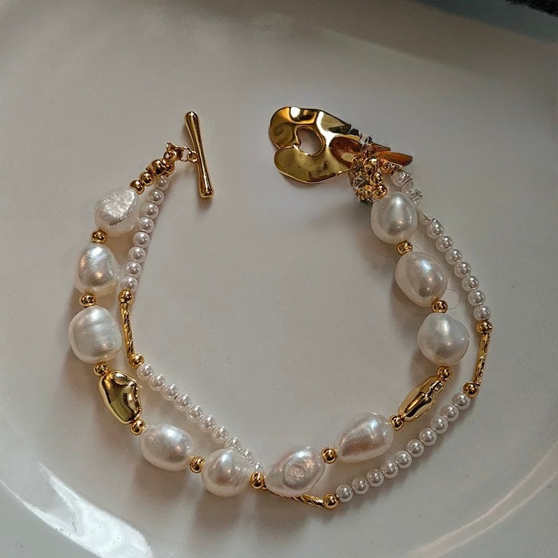 Aurora Natural Freshwater Pearl Double Layer Bracelet