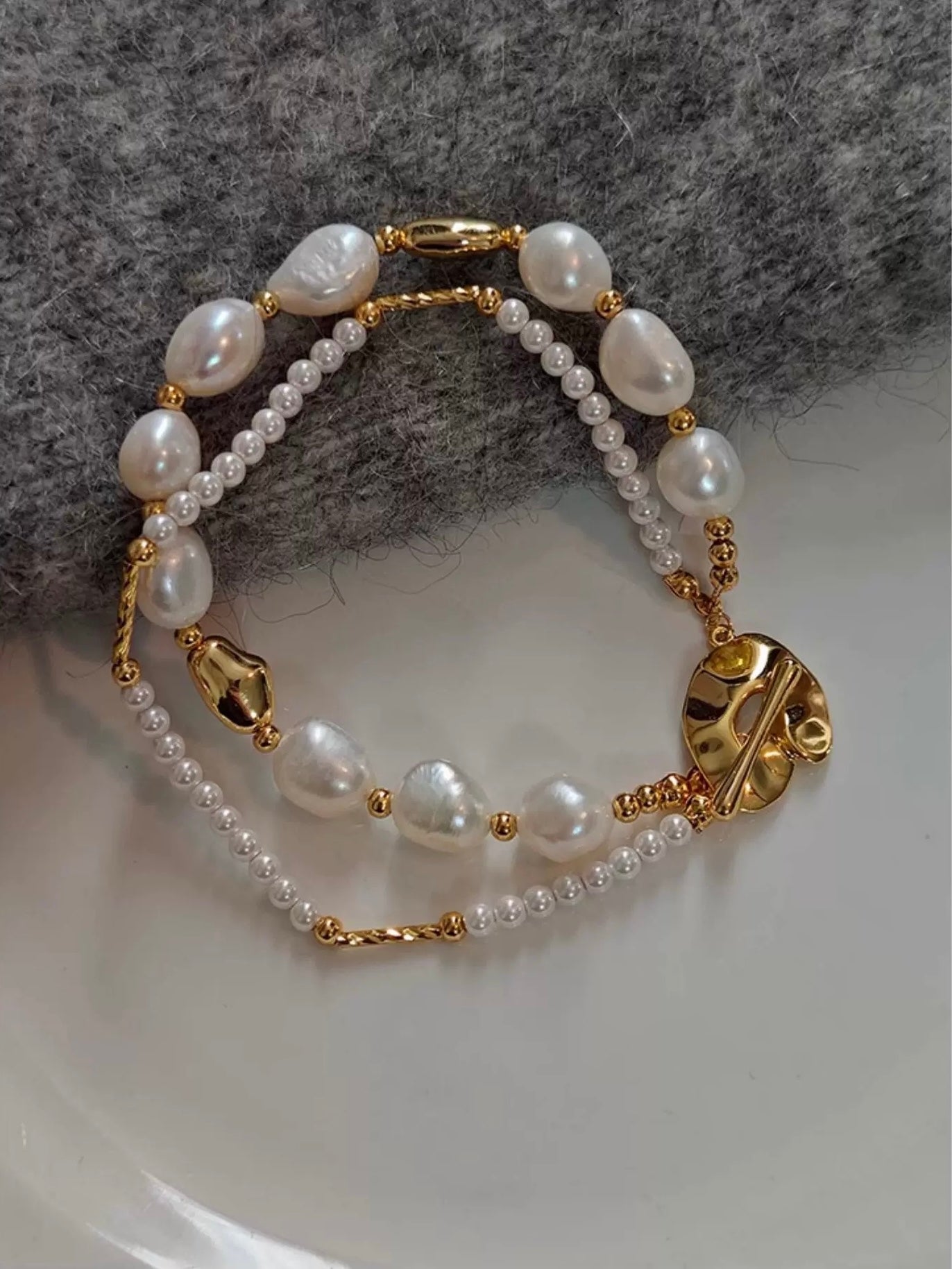 Aurora Natural Freshwater Pearl Double Layer Bracelet