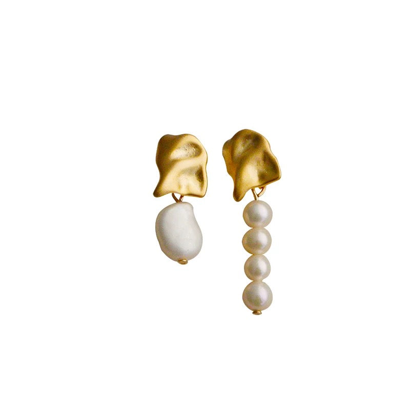 Asymmetrical Pearl Drop Earrings
