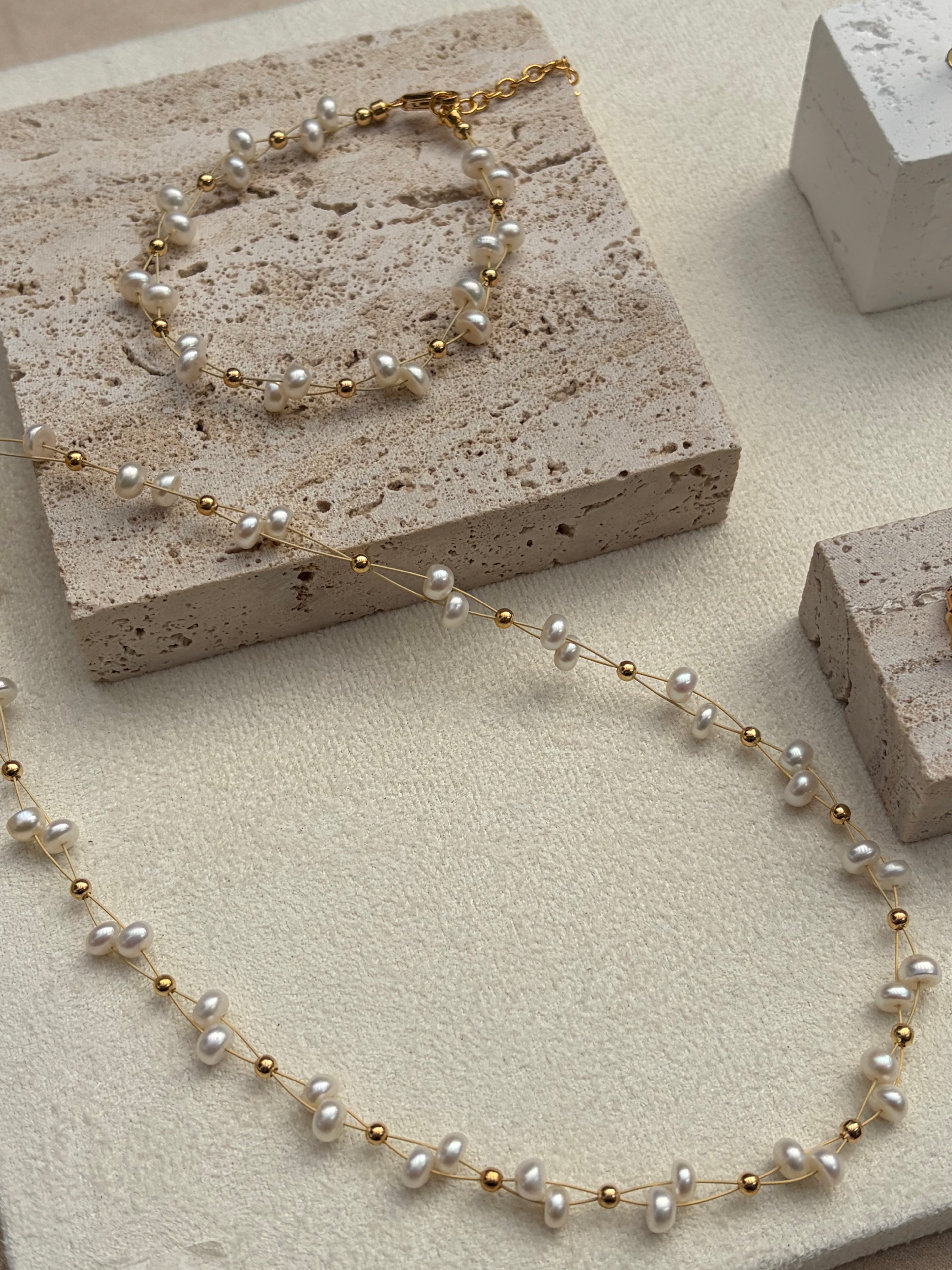 Natural Freshwater Pearl Beaded Necklace