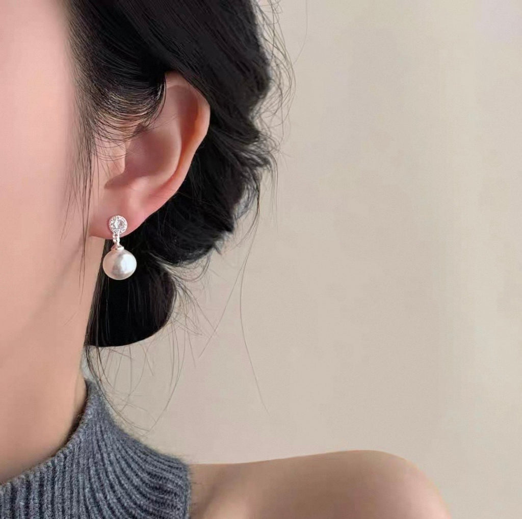 Elegant Pearl Drop Earrings — 925 Sterling Silver Posts