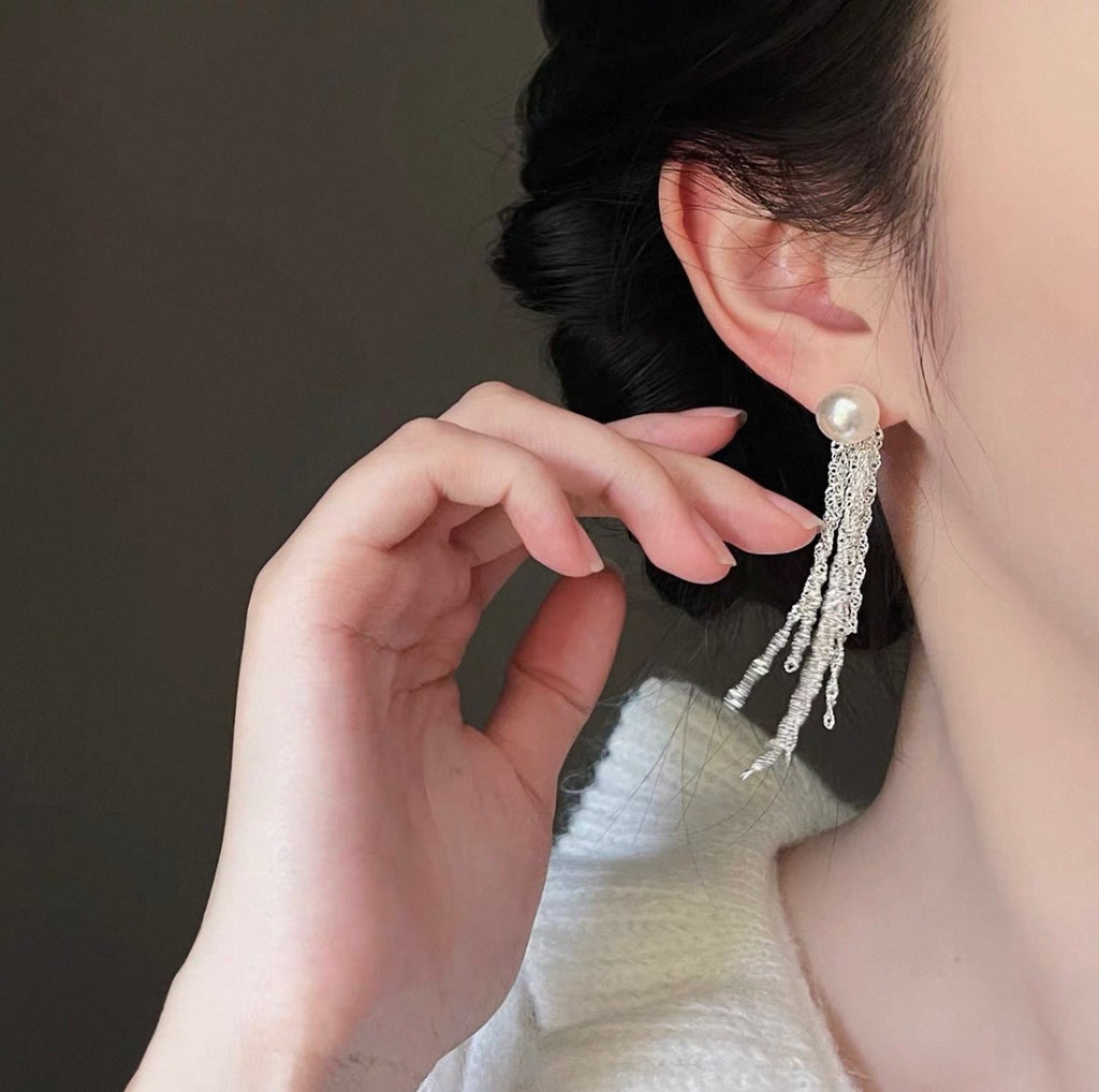 Pearl Tassel Drop Earrings